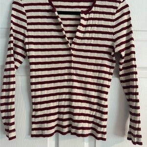 Doen Paola Top Burgundy Stripe